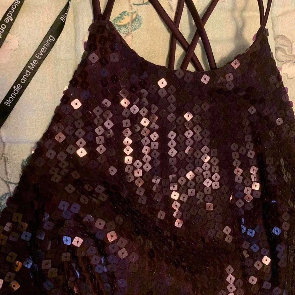 Blondie and Me Evening Purple Sequined Formal Dress - Picture 3 of 8